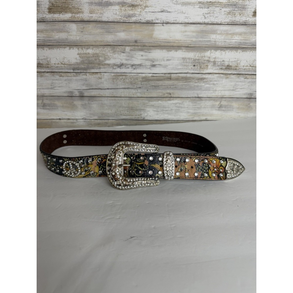 Nocona Tattoo ~ ROCKABILLY BELT ~ Crystal PEACE Leather Large